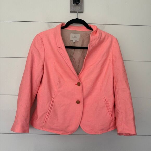 Ann Taylor Loft Women’s 8 Pink Coral Blazer Jacket Career Office Core - Picture 1 of 5